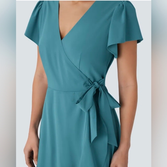 HALARA Asymmetrical Teal Dress - Picture 5 of 9